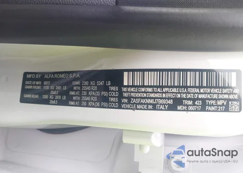 2018 Alfa Romeo Stelvio Ti Sport Awd from USA, damaged, VIN ZASFAKNN6J7B69348